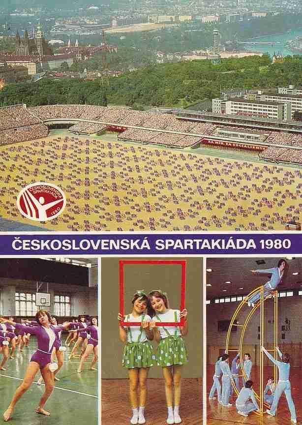 1980 Czech Spartakiad Mass Gymnastics Event Prague Clasp Brooch Pin Badge - Badgecrazy