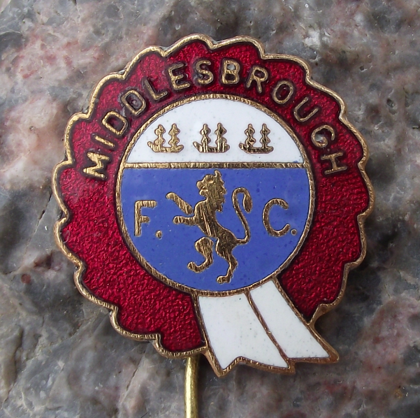 Vintage Middlesbrough FC Football Club England Lion Ships Motif Pin Badge