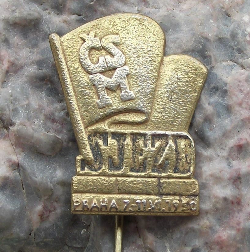 1950 CSM Czechoslovakian Youth Organisation Meeting Congress Attendee Pin Badge