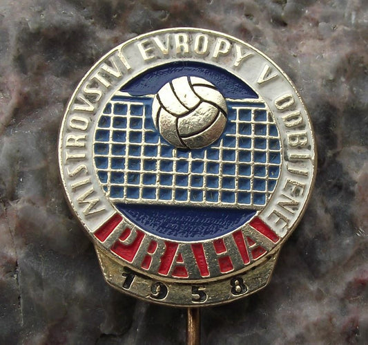 1958 European Mens Volleyball Championships Czechoslovakia Souvenier Pin Badge - Badgecrazy