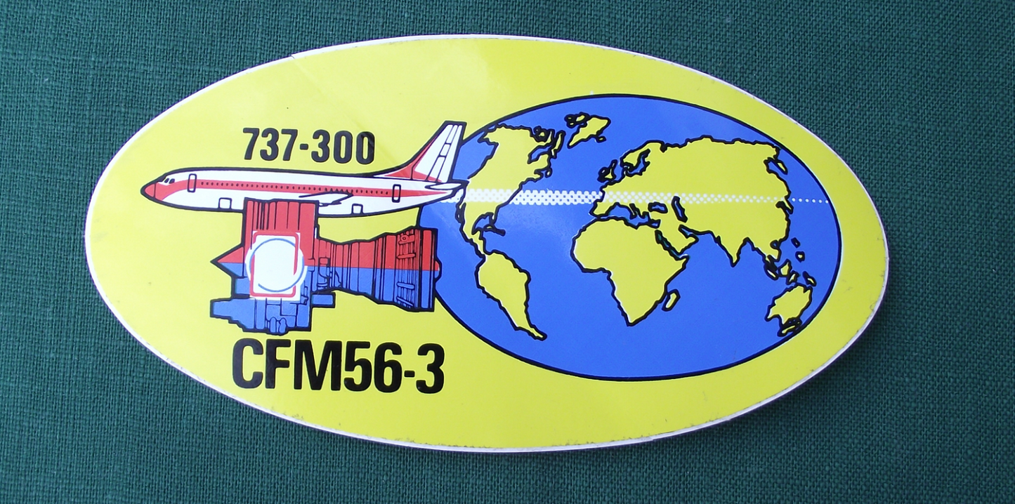 1982 Farnborough Airshow CFM56 Boeing 737-300 Aircraft Jet Engine Sticker Decal - Badgecrazy