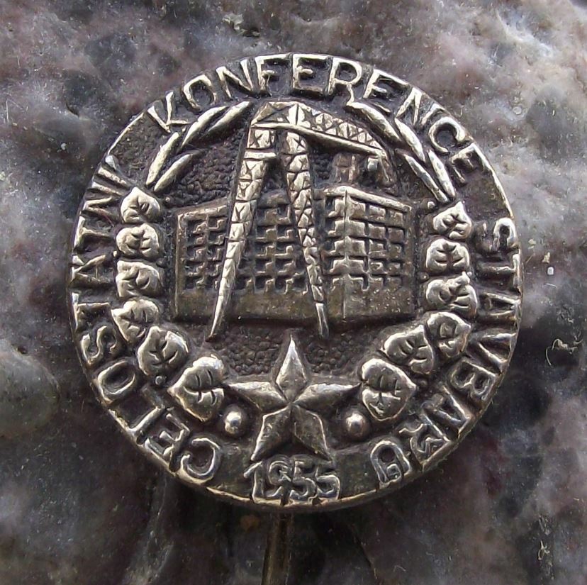 1955 All State Czechoslovakia Building Reconstrucion Conference Pin Badge