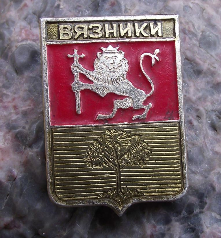 Vintage Vyazniki City Soviet Union Coat of Arms Heraldic Crest Pin Badge