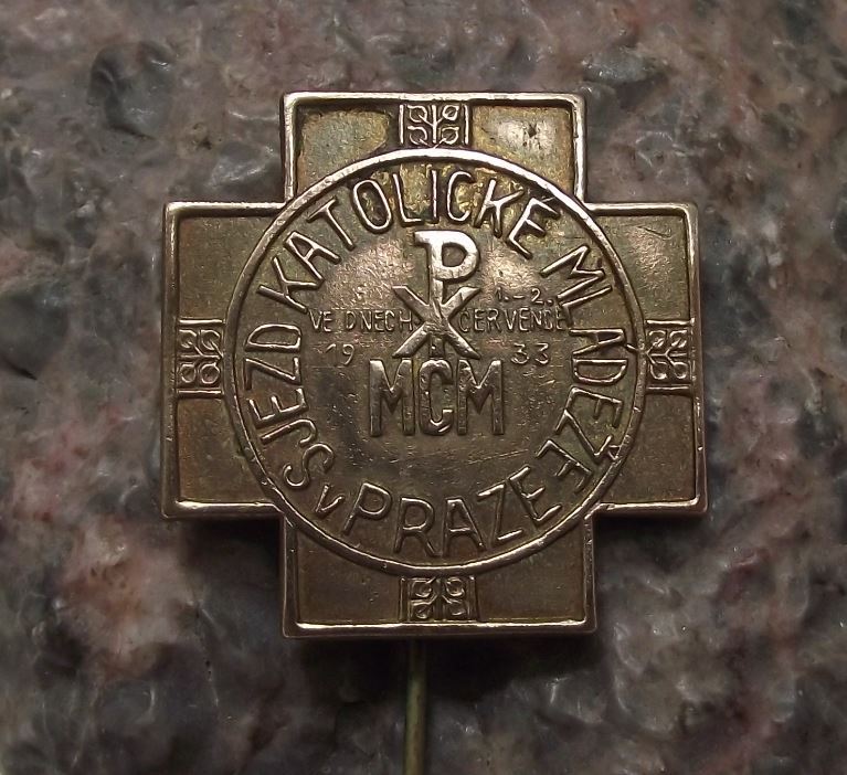 1933 Czechoslovakia Young Catholic Youth Conference Meeting Prague Pin Badge