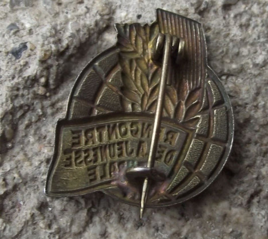 1950s French Agriculture Meeting Rencontre de la Jeunesse Rurale Wheat Pin Badge - Badgecrazy