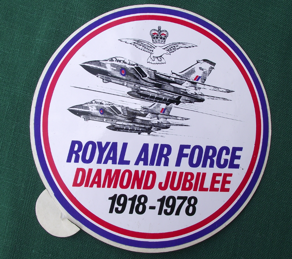 1978 Royal Air Force RAF Diamond Jubilee Tornado Jet Aircraft Sticker Decal - Badgecrazy