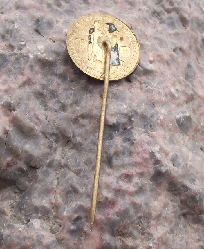 Vintage Charles University Prague Univerzita Karlova Student Crest Pin Badge - Badgecrazy