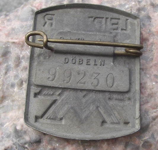 1922 Leipzig Messe East Germany DDR Expo Trade Fair MM Logo Numbered Pin Badge - Badgecrazy