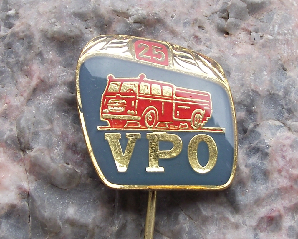 Vintage VPO Czech Fire Fighting Union Truck 25th Anniversary Pin Badge
