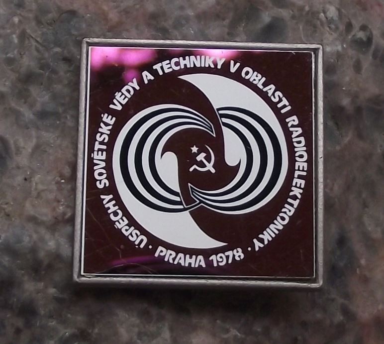 1978 Prague Exposition Soviet Union Science Field of Radio Electronics Pin Badge - Badgecrazy