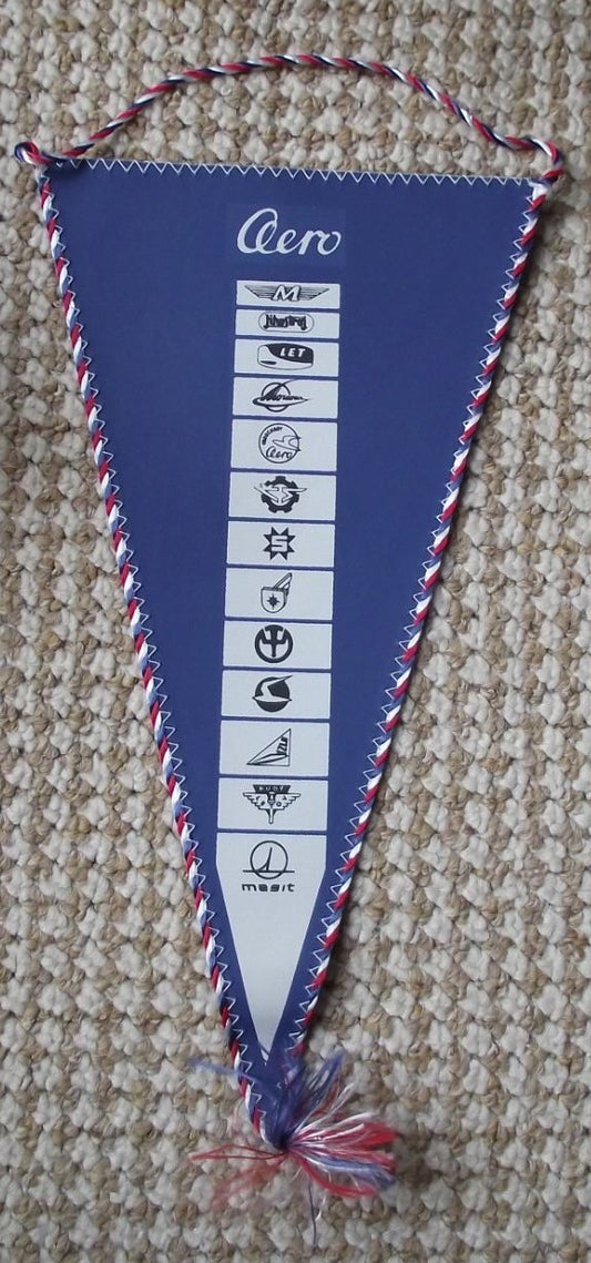 1960's Aero Czech Civil & Military Aviation Aircraft Manufacturer Pennant Flag - Badgecrazy