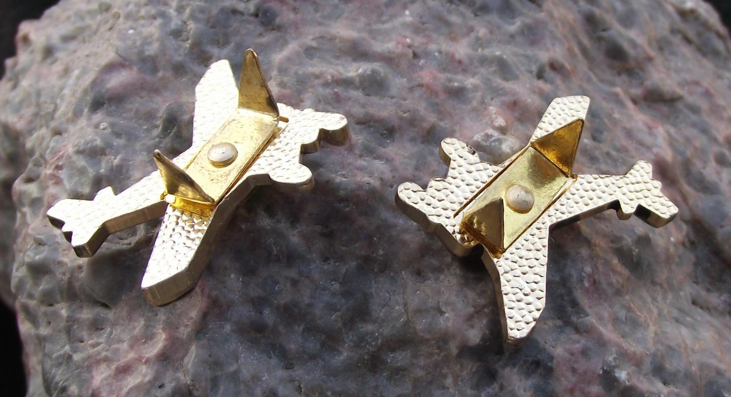 Pair of Vintage Aircraft Biplane Propeller Aeroplane Uniform Lapel Pin Badges - Badgecrazy