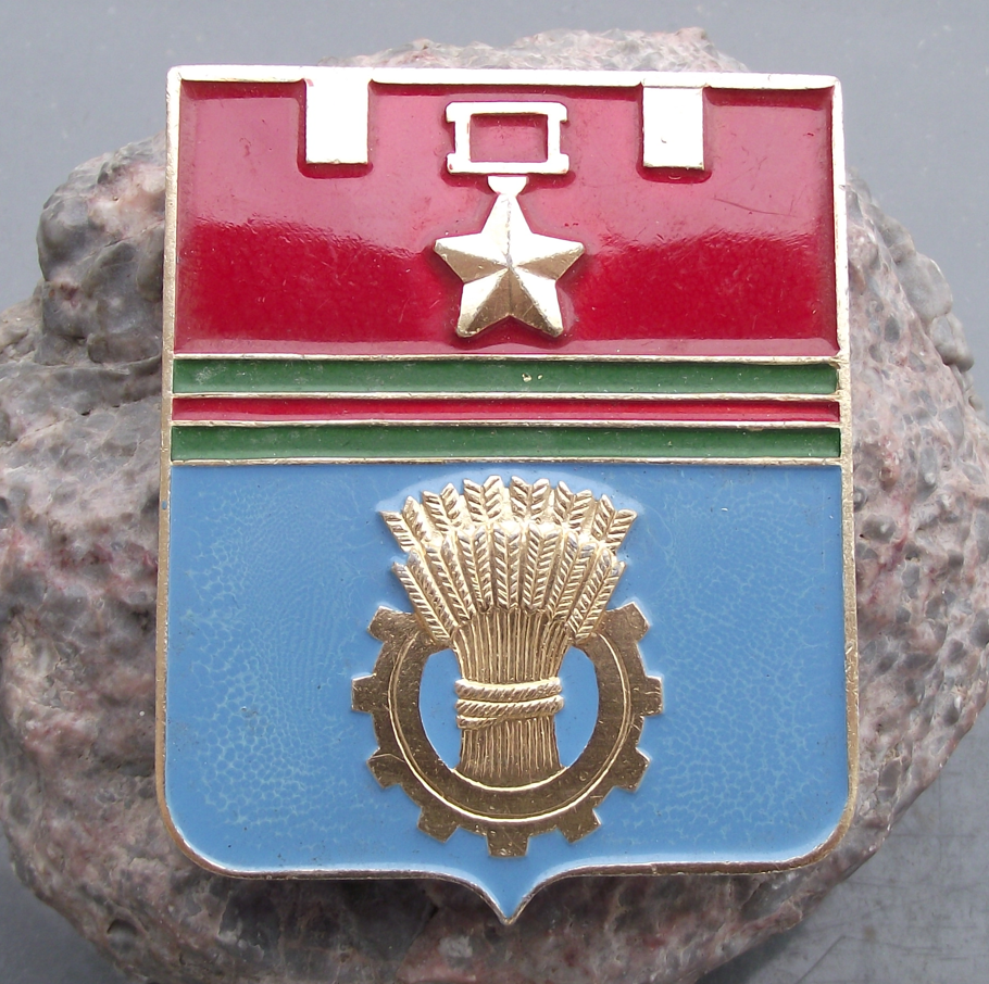 Vintage Volgograd City of Soviet Union Coat of Arms Heraldic Crest Plate - Badgecrazy