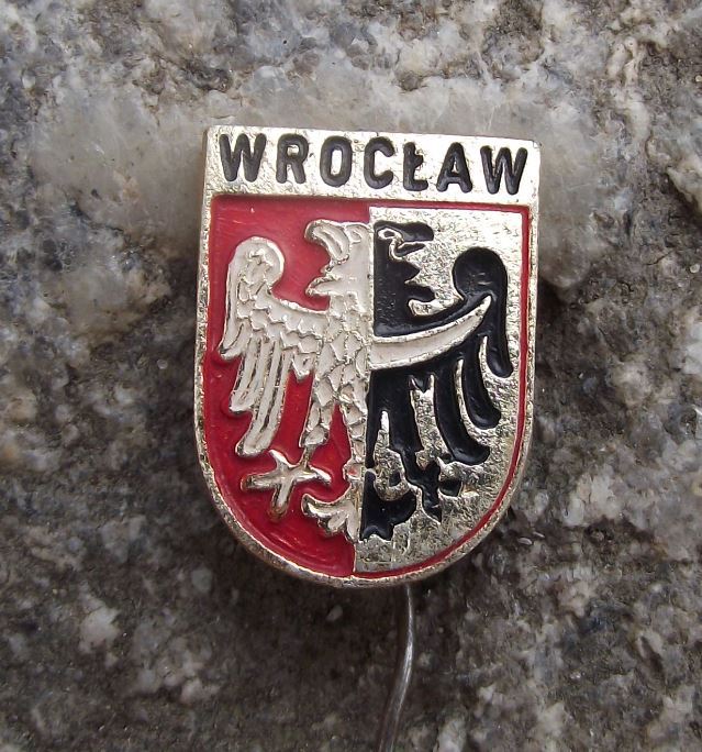Vintage Wroclaw Polish City Poland Heraldic Crest Eagle Coat of Arms Pin Badge