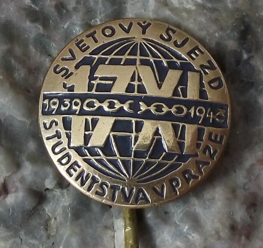 1945 International Students Day Czechoslovakia World Conference Prague Pin Badge