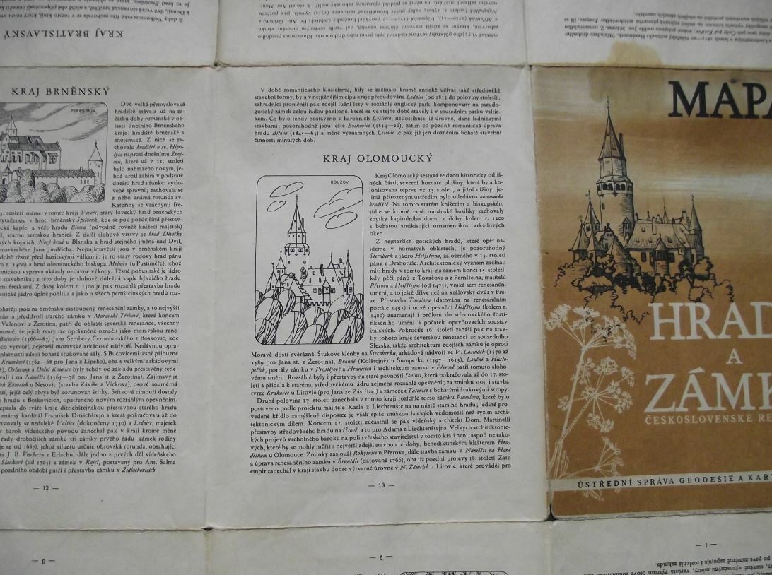 1955 Tourist Map of Castles and Palaces of Czechoslovakia 1:750,000 Poster - Badgecrazy
