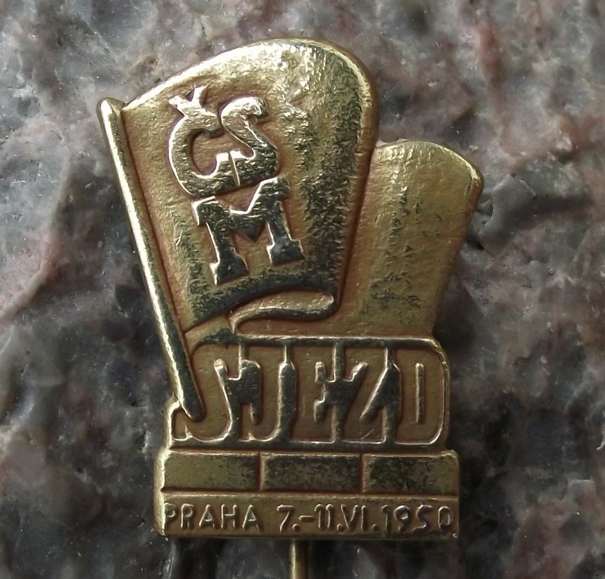 1950 CSM Czechoslovakian Youth Organisation Meeting Congress Attendee Pin Badge