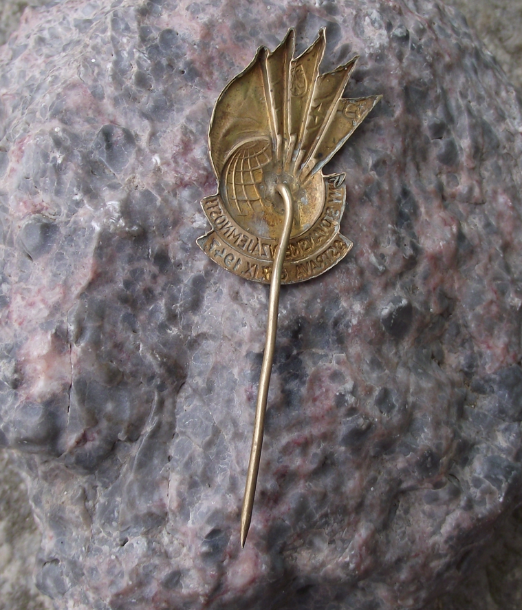 1947 National Slavic Celebration Fair Show Expo Ostrava Flags Pin Badge
