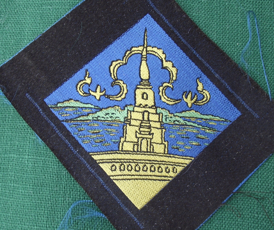 1985 Thailand Thai Scouting Scouts Association District Silk Patch Sea Temple - Badgecrazy