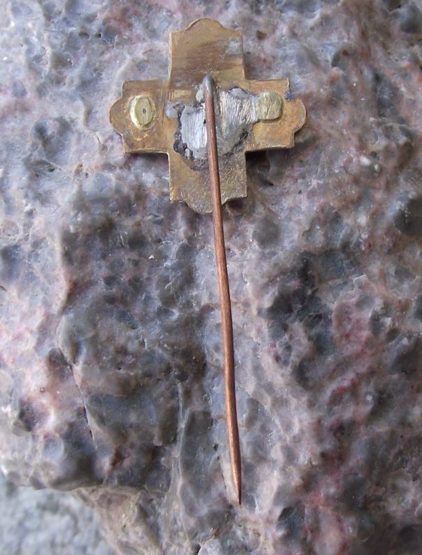 Antique Thy Kingdom Come Holy Sacred Heart Cross Christian Religious Pin Badge - Badgecrazy