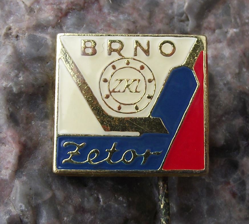 Vintage ZKL Brno Ice Hockey Team Czechoslovakia Stick Logo Pin Badge