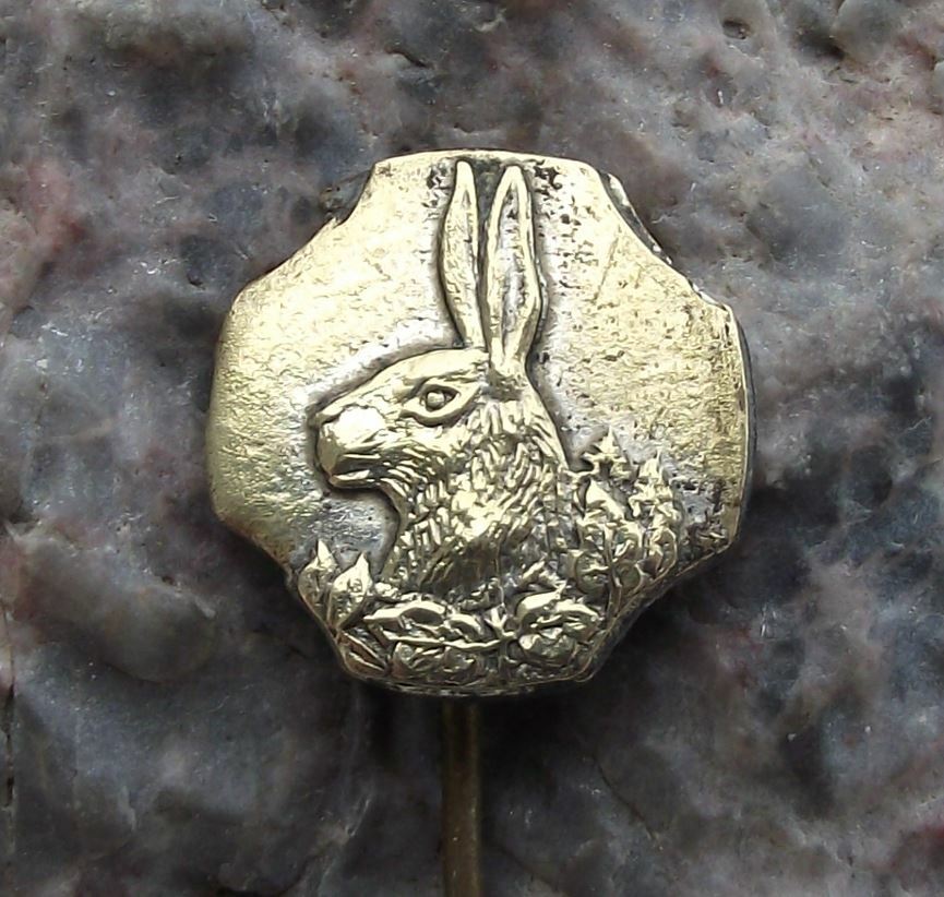 Vintage Wild Hare Rabbit Head Hunt Hunters Czech CSMS CMS Hunting Pin Badge