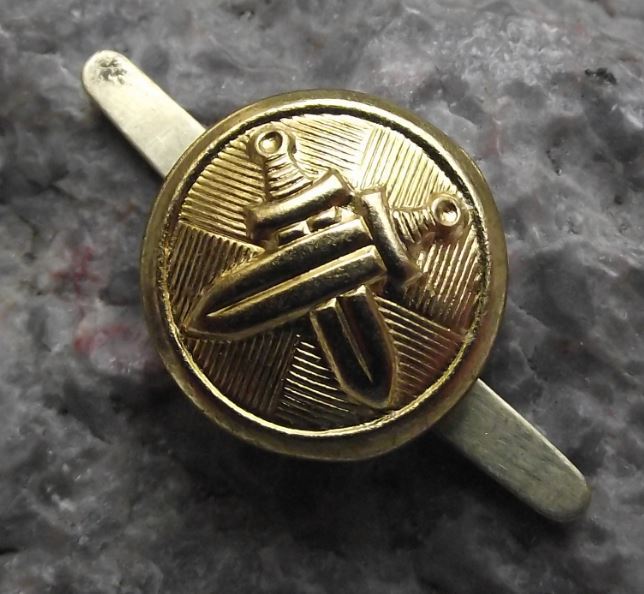 Antique Czechoslovakia Armed Forces Metal Crossed Sword Uniform Buttons 1.5cm - Badgecrazy