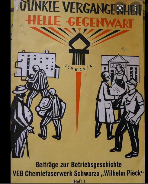Vintage East Germany DDR VEB Chemiefaserwerk Schwarza Company Logo Pin Badge - Badgecrazy
