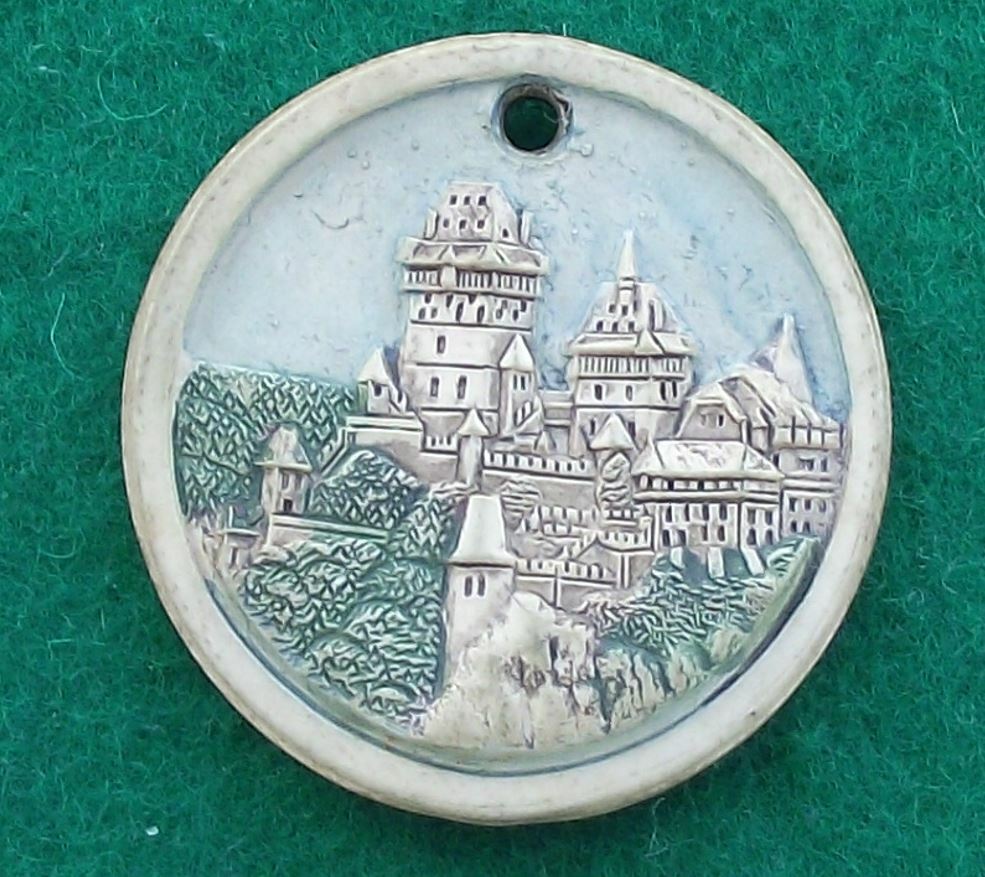 Vintage Karlstejn Castle Charles Karel IV Czech King Tourist Pendant Talisman - Badgecrazy