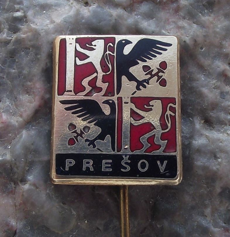 Antique Presov Czechoslovakia Coat of Arms Eagle Lion Heraldic Crest Pin Badge
