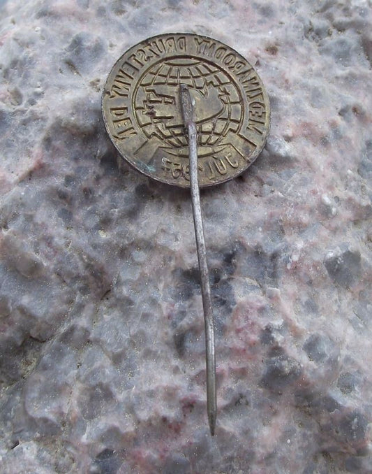1957 International Trade Union Day MDD National Celebration Dove Pin Badge - Badgecrazy