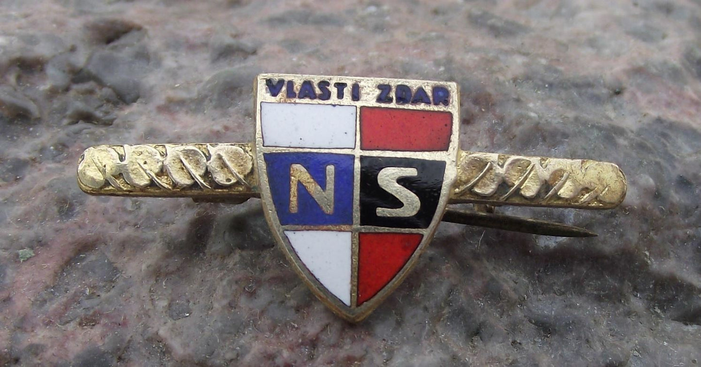 1945 WW2 Czechoslovakia NS National Fascist Nationalist Party Brooch Pin Badge
