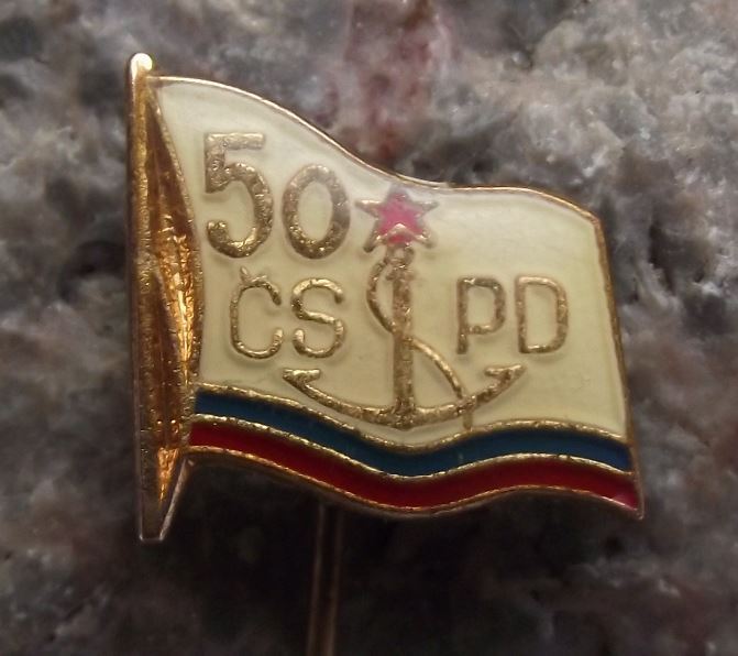 Czechoslovak Waterways CSPB Ship Boat 50th Anniversary Shipping Flag Pin Badge - Badgecrazy