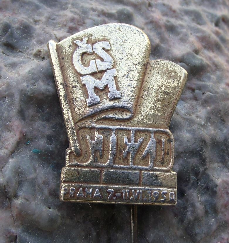 1950 CSM Czechoslovakian Youth Organisation Meeting Congress Attendee Pin Badge