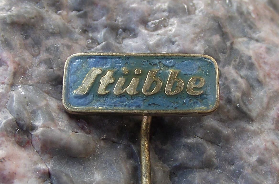Vintage Stubbe Plastic Injection Moulding Firm Advertising Logo Pin Badge