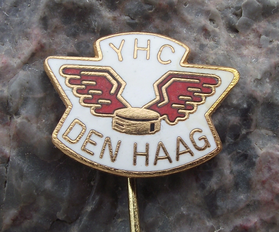 Vintage YHC HYS The Hague Den Haag Ice Hockey Winged Puck Logo Pin Badge