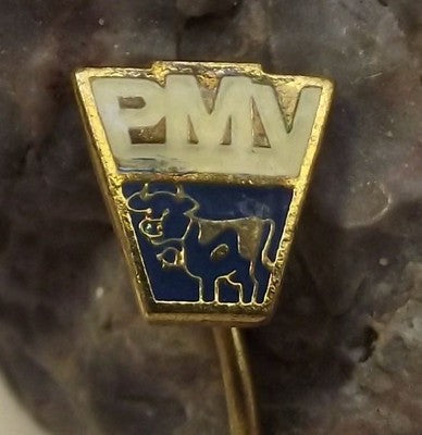 PMV Milk Dairy Cow with Bell Around Neck Farming Agricultural Pin Badge - Badgecrazy