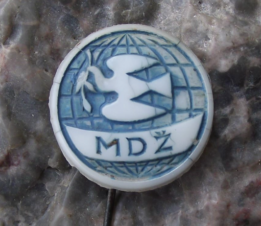 International Women's Day Czech MDZ Dove Ceramic Glass Pin Badge - Badgecrazy