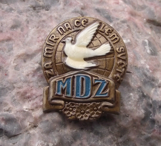 .International Women's Day MDZ World Peace Dove Red Flowers Pin Badge