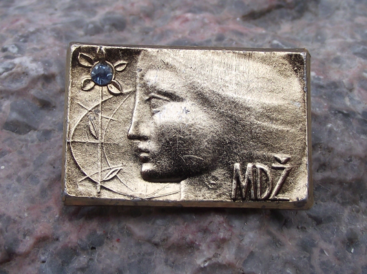 .International Women's Day MDZ Jewelled Flower and Woman Pin Badge