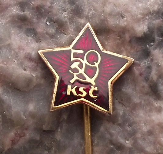 1971 KSC Czechoslovakia Communist Party 50th Anniversary Star Pin Badge - Badgecrazy