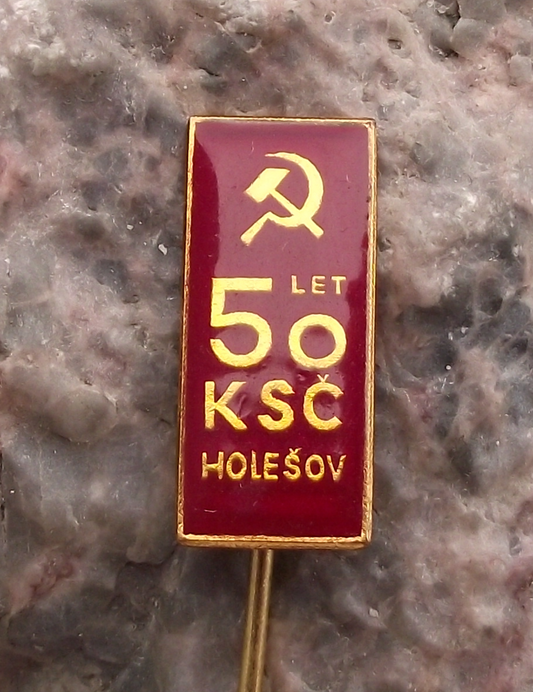 1971 Czechoslovakia Communist Party KSC 50th Anniversary Holesov Pin Badge - Badgecrazy