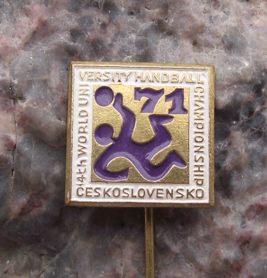 1971 Czechoslovakia 4th Student Handball World Championships Pin Badge - Badgecrazy