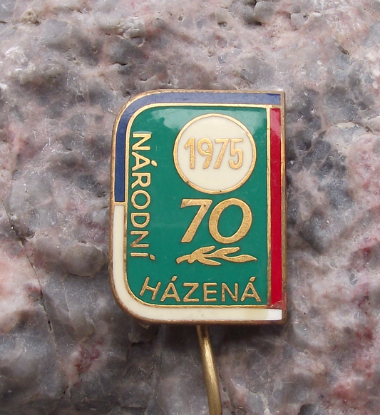 1975 Czechoslovakia National Handball 70th Anniversary Pin Badge - Badgecrazy