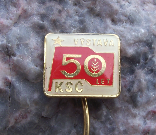 1971 Czechoslovakia Communist Party KSC 50th Anniversary Exhibition Pin Badge - Badgecrazy