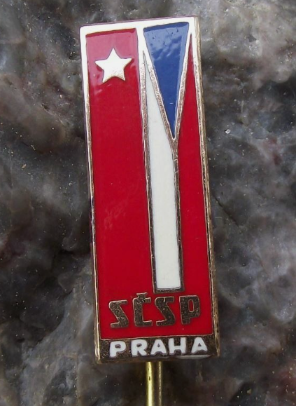 Vintage SCSP Praha Prague Pin Draped Czech Russian Flags Pin Badge - Badgecrazy