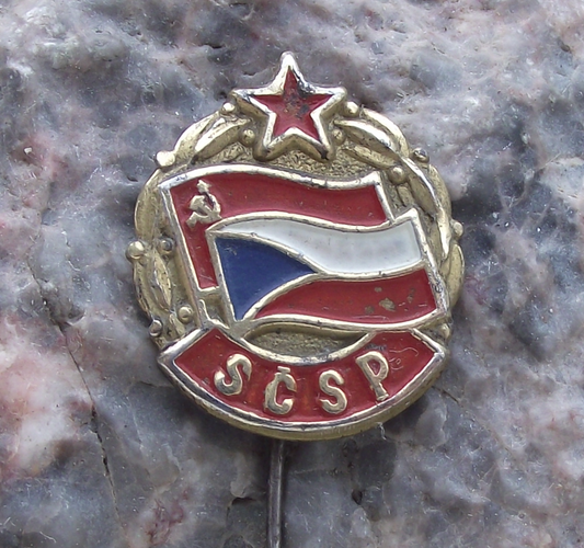 SCSP Soviet Czech Friendship Alliance Official Logo Pin Badge - Badgecrazy