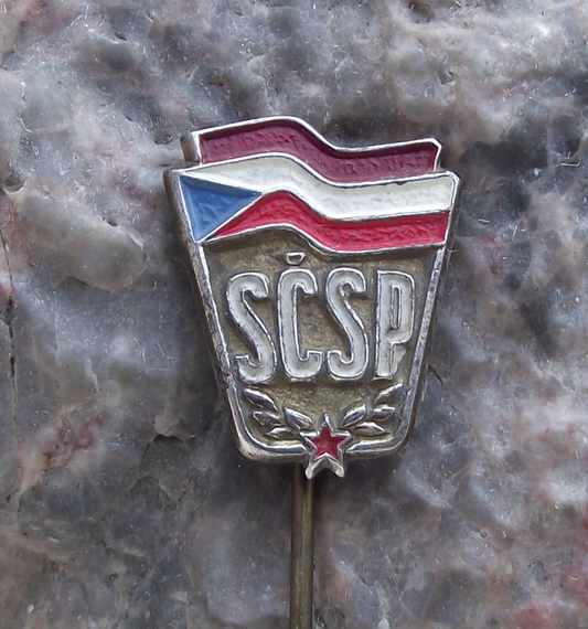Vintage SCSP Czech Soviet Russian Alliance Friendship Flags Pin Badge - Badgecrazy