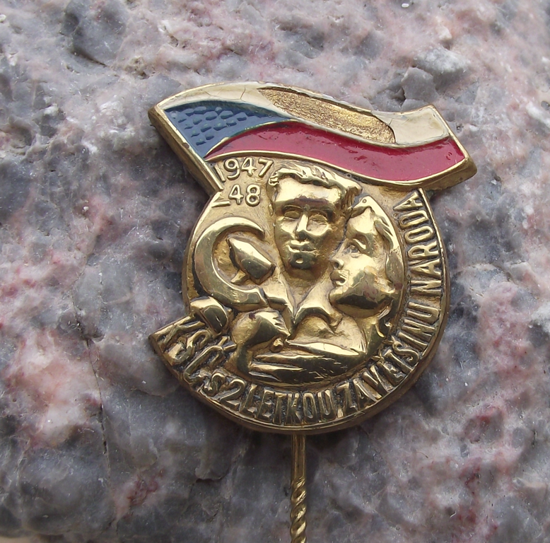 1948 Czechoslovakia Communist Party Celebration Pin Badge - Badgecrazy