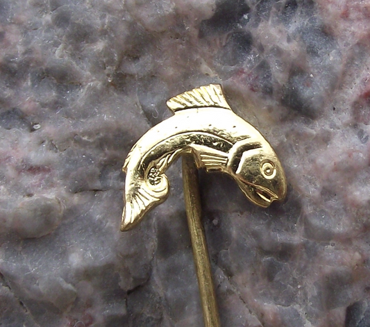 Vintage Czechoslovakia Leaping Trout Fish Sports Fishing Pin Badge